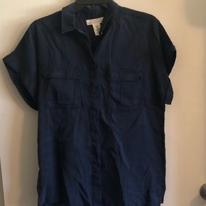 H&M Short Sleeve Navy Blue Button Down